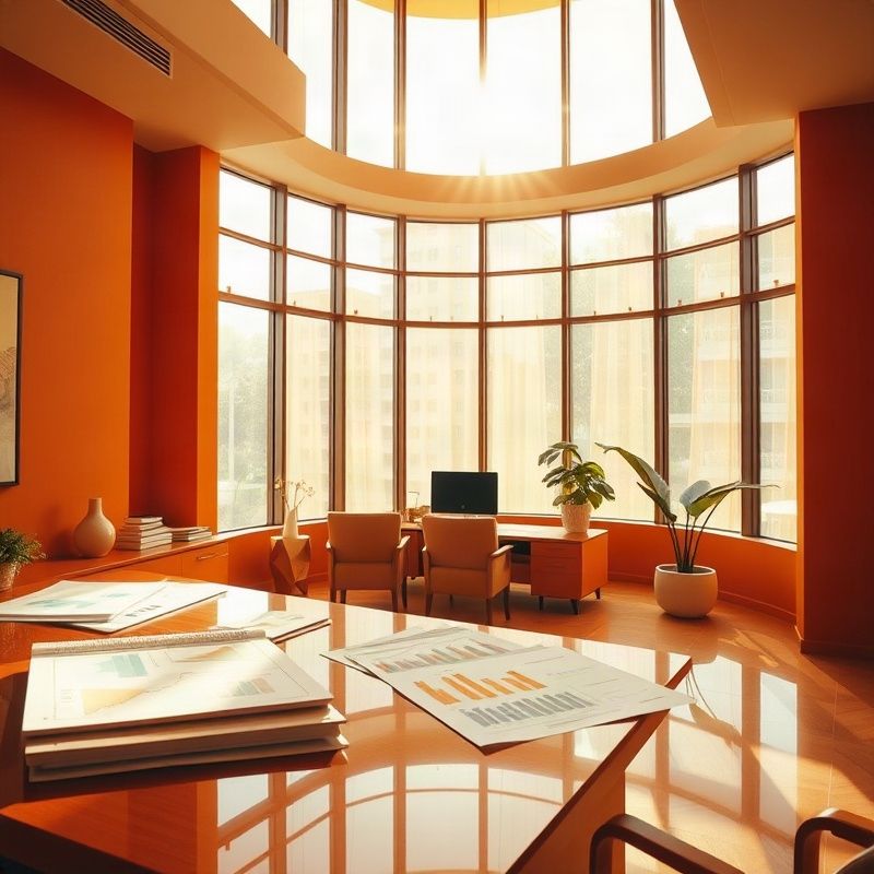 Interior of a Fortaleza real estate office with printed market analysis charts